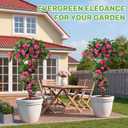 2Pack 4FT Artificial Bougainvillea Topiary Trees for Outdoor, Fake Silk Flowers Plants Bushes with Ground Spike, Faux UV Resistant Shurbs Trees for Outside, Front Porch, Patio, Balcony Decor