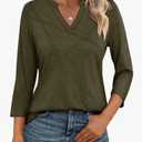Womens Tops 3/4 Sleeve T Shirts V Neck Summer Tops Dressy Casual Basic Tees Loose Tunics, XL