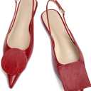 Vertundy Women's Slingback Flats Pointed Toe Flats for Women Low Heel Pumps Ankle Strap Sandals Circle Square Decorative Fashion Design Shoes 9 