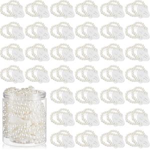 Hicarer 64 Pcs Corsage Wristlet Bracelet Wrist Corsage Prom Elastic Pearl Bands Wedding Corsages Pear Bracelet Wedding Wristlets DlY Wrist Corsages Accessories for Bridal Shower Party(White)