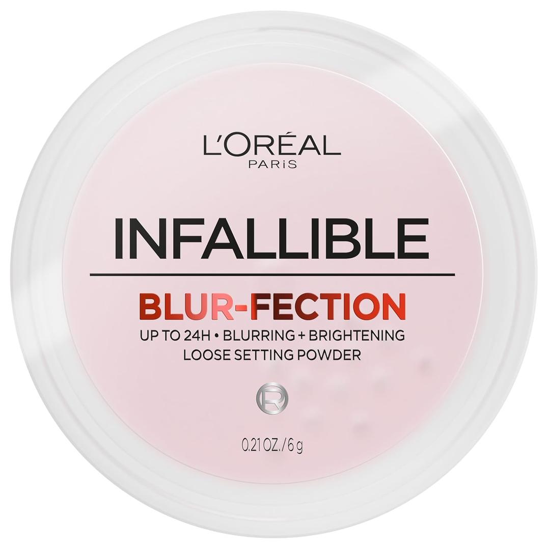 L'Oreal Paris Infallible Blur-fection Longwear Loose Setting Powder, Blurring Face Powder With Up to 24HRs of Wear, Brightening Light Pink, 1 Kit (0.21 Ounce (Pack of 1))