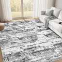 Area Rugs for Living Room: 6x9 Abstract Washable Rug Modern Neutral Large Soft Stain Resistant Non-Slip Backing Machine Table for Bedroom Dining Room Indoor Home Office Carpet - Black Grey