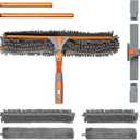 Eazer Window Squeegee and Scrubber Combo Tool Attachment Kit, Window Washing Equipment with 10.5/14-Inch Adjustable Head and Rubber Squeegee, Chenille and Microfiber Cloth - Pole Not Included