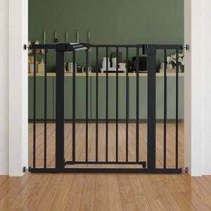 Babelio Baby Gate for Doorways and Stairs, 26-40" Auto Close Dog Gate, PressGuard C5, Easy-Install Pressure Mounted Satey Door, No Drilling Safety Gate for Child and Pets, Black