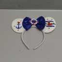 RAZKO Sparkle Cruise Mouse Ears Headband, Glitter Mice Ears Headband with Bow,Cruise Essentials Princess Decoration Cosplay Costume for Girls Women (Cruise&Boat)