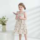 Kids Toddler Baby Girls Rainbow Dress Princess Sleeveless Beach Butterfly Sundress (Beige) 2-3Y