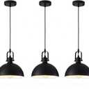 Pendant Lights Kitchen Island 3 Pack, Modern Matte Black Metal Hanging Light Fixtures, Adjustable Height Industrial Pendant Lighting for Dining Room Bedroom Bar Office 9.84''