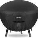AWNIC Fire Pit Cover Round 36 inch Waterproof Windproof Outdoor Patio Firepit Cover with 500D Fade-Resistant Oxford Cloth, Dual-Sided Adjustable Drawstring & Hook and Loop