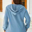AlvaQ Womens Plus Size Sweatshirts Casual Long Sleeve V Neck Drawstring Hoodies Tops (Blue, XL)