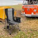 Folding Padded Camping Chair with Hard Armrest,Cup Holder,Heavy Duty for Adults,Paded Backrest,Portable Lawn Lightweight Outdoor Camp Chair,Support up to 400lbs, 22.8 X 23.6 X 35.8 inch
