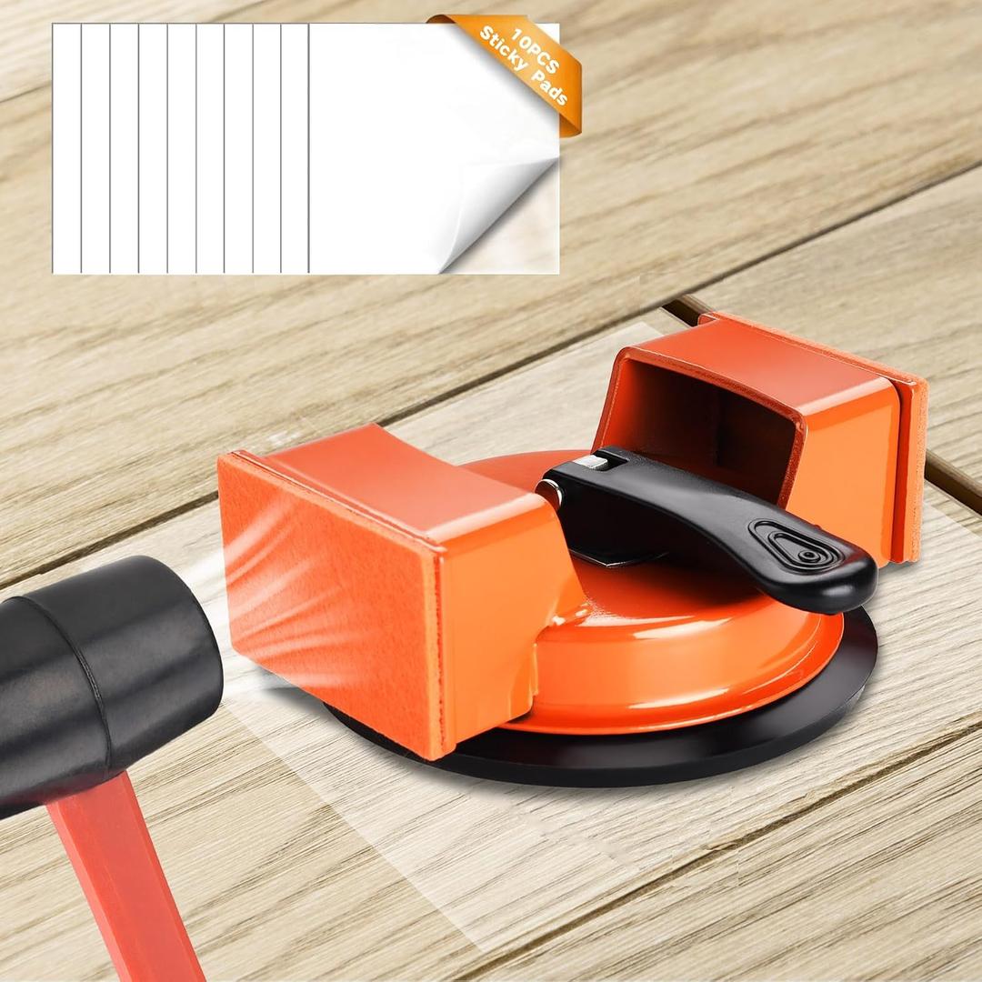 REXBETI Floor Gap Fixer Tool, Plank Gap Repair Kit, Heavy Duty Suction Cup Laminate Flooring Tool, Double Widened Striking Face, 10pcs Sticky Pads for Fixer Laminate/Vinyl Flooring/Hardwood