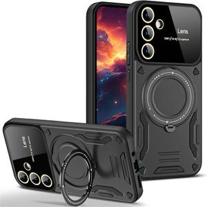 Case for Samsung Galaxy A54 5G with Ring Kickstand, Lens All-Inclusive Protection Military Grade Drop Shockproof Anti-Scratch Armor Cover Case for Samsung Galaxy A54 5G YD-Black