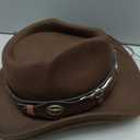 Felt Fedora Western Cowboy Hat for Women Men
Removable Longhorn Bull Buckle Band, Cotton Poly Blend, Roll Sun Wide Brim, Sweatband, Adjustable, Rodeo Cowgirl Wear