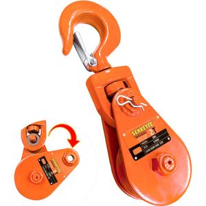 Snatch Block with Hook, 2 Ton WLL,Suitable for 3/8" Wire Ropes, Snatch Block Pulley for Rollback Wrecker, Car Hauler, Tow Truck Accessories, Winch Accessories