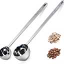 2PCS Coffee Scoop for Ground Coffee Stainless Steel Measuring Spoons Long Handle 30ml 8.66in and 15ml 8.27in Set for Deep Jars Beans Protein Powder Flour
