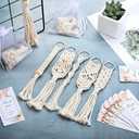 Giegxin 24 Pcs Boho Party Favors Macrame Keychains Bulk with Handcrafted Tassel Organza Bags Thank You Tags for Keys Purses Wallet Wedding Bridal Shower Baby Shower Boho Party Favors