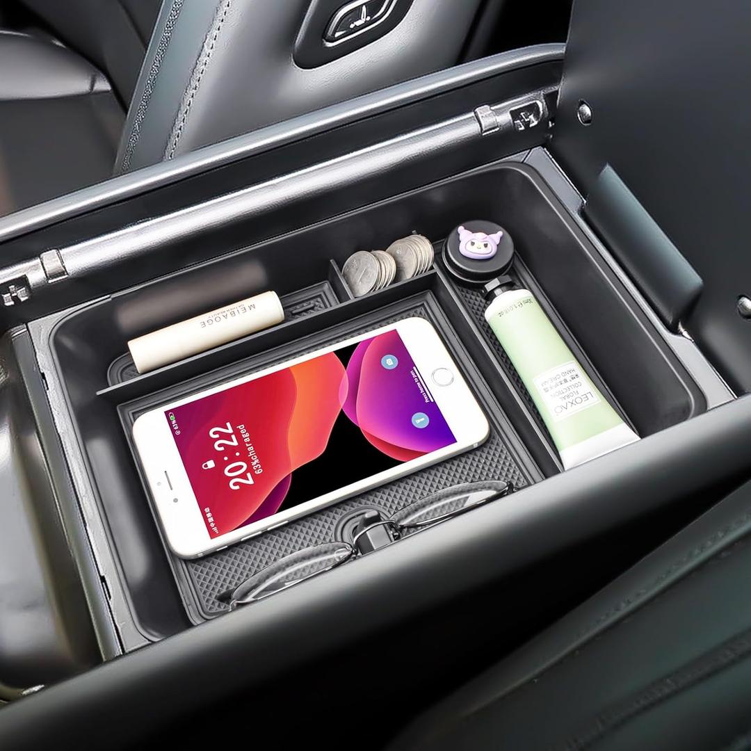 HGWEI Center Console Organizer Tray Compatible with 2024 2025 2026 Hyundai Santa Fe Interior Accessories Insert Secondary Divider Middle Console Armrest Storage Box, Black