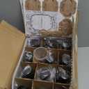 12 Pack, 8 OZ Amber Glass Bottles with Caps Leakproof Refilllable Empty Brown Boston Sample Dispensing Bottles for Homemade Vanilla Extract, Essential Oils, Potion, Juice, Ginger Shots, Liquids