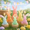 Lounsweer 6 Pcs Large Easter Bunny Candles Gift Set 3 Size Rabbit Shaped Unscented Votive Tea Lights Candles for Easter Spring Party Supplies Home Table Centerpieces Decor