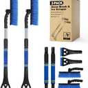 BFONS 2PCS Ice Scrapers for Car Windshield, 2-in-1 Snow Scraper and Snow Brush for Car SUV Truck, Car Ice Windshield Scraper for Ice and Snow with 360 Pivoting Brush and Ergonomic Foam Grip Blue