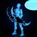T13 3D Printed Action Figure, 7.8 Inches Glowing Titan 13 3D Action Figure with Dog Set, Multi-Jointed Movable Grow in The Dark Collectible Toy, Blue White, Assembly Completed