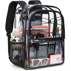 Vorspack Clear Backpack for School, Heavy Duty Clear Bookbag for Girls Boys | 18.5 Inch Extra Large Transparent Backpack, Lightweight, Reinforced Structure, for College, Concert, Travel, Security