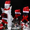 SATINIOR 24 Pcs Mini Christmas Santa Hats Scarf Bulk Small Santa Claus Hats Silverware Holders for Christmas Craft Xmas Table Dinnerware