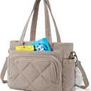 BAGSMART Lunch Bag Women Large Lunch Box Insulated Tote Bag with Multi-Pockets Quilted Puffy Tote for Work, Outdoors, Brown