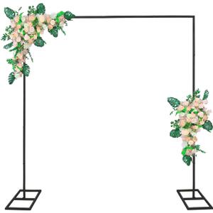 6.6FT Black Metal Wedding Arches for Ceremony Square Balloon Arch Stand Rectangular Backdrop Stand for Anniversary Birthday Party Bridal Shower Home Indoor Outdoor Decoration