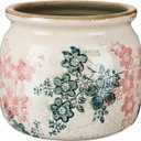 Vintage Planter Large Ceramic Plants Pot Green Pink Rose Ice Cottage Scroll Vase Flower Vase Pot Indoor Plants Home Decor Farmhouse Antique Decorative Gifts, 5.9 x 5.1 in