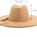 LIDHAY Big Wide Brim Fedora Hats for Women Men Western Suede Hat Large Felt Panama Hat Rancher Hat JP003 Camel