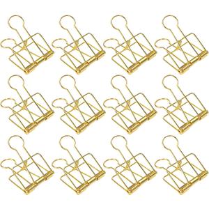12 Pcs Gold Wire Binder Clips 2 inch Large Hollow Out Long Tail Binder Clips Clamps 51mm for Paperwork, Sewing Crafts, Teacher, Office School Supplies, Food Packages