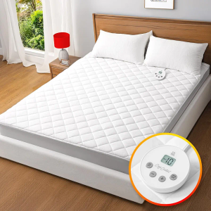 Valthie Heated Mattress Pad Queen Size,Dual Control Electric Mattress Pad,Bed Warmer with 10 Heat Settings & 1-12 Hours Auto Shut Off,Fit Up to 8-21" Deep Pocket, Machine Washable(60"x80",White)