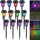 Qualirey 12 Pcs Solar Mosquito Zapper Outdoor Waterproof Solar Powered Bug Zapper Outdoor Mosquito Killer Lamp Trap Repellent Light for Garden Yard Insect (Purple and Colorful Light,Black)