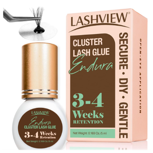 LASHVIEW Cluster Lash Glue & Remover Kit Super Strong Hold 4 Weeks+ Long Lasting Glue, Waterproof Formula, Easy at Home Removal, Includes DIY Lash Supplies
