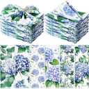 24 Pcs Hydrangea Cloth Napkins Floral Plants Reusable Napkins Country French Toile Dinner Napkin Soft Absorbent Napkin for Everyday Spring Summer Holiday Party