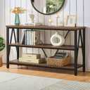HOMISSUE Entryway Console Table, Rustic Couch with Wide Storage, Industrial Sofa Tables with 3-Tier Open Shelves, Entryway Table for Living Room, Hallway, Brown, 55 Inch