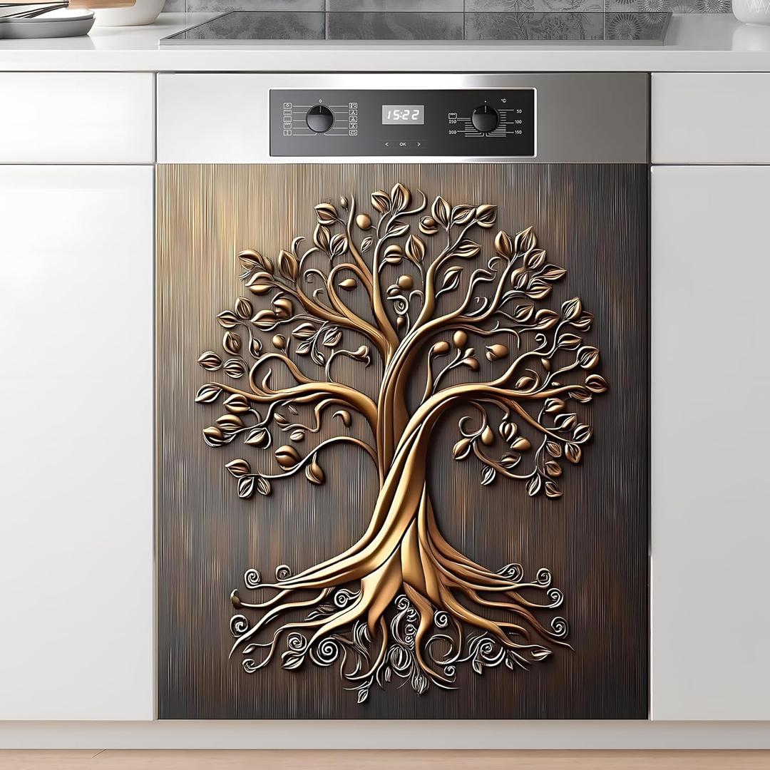 Dishwasher Magnet Sticker Cover Panel Decal Refrigerator Magnetic Sticker Decorative for Kitchen Decoration, Fridge Door Cover, Home Appliances Decor Stickers 23"x26" (Tree of Life)