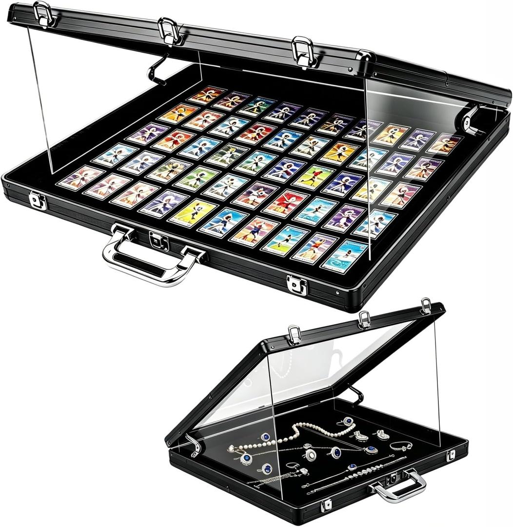 Card Display Case, 34"x22" Large Aluminum Locking Tabletop Display