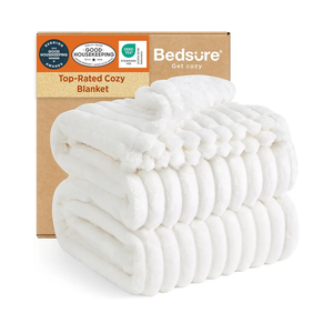 Bedsure GentleSoft Blankets Queen Size for Bed - Cozy Soft Sofa Couch Cover Blankets for Women, Cute Large Bedding Fleece Throws for Girls, Off White, 90x90 Inches