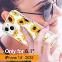 GiiKa for iPhone 14 Case with Screen Protector, 6.1" Clear Full Body Shockproof Protective Floral Girls Women Hard Case with TPU Bumper Cover Phone Case for iPhone 14, Sunflowers