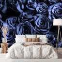 Bormia Floral Wall Mural 3D Blue Rose Wallpaper Flower Murals for Walls for Livingroom Bedroom (195" x 120")