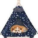 Pet Teepee Tent for Dogs & Cats Dog Bed with Thick Cushion Puppies Play House Removable and Washable 20x20x24Inch