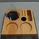 58mm Espresso Tamping Station Compact Portafilter Stand and Coffee Accessories Organizer for Espresso Machines with Tamper Holder, Distributor Slot, and Multi-Accessory Storage (58mm Beech Wood)