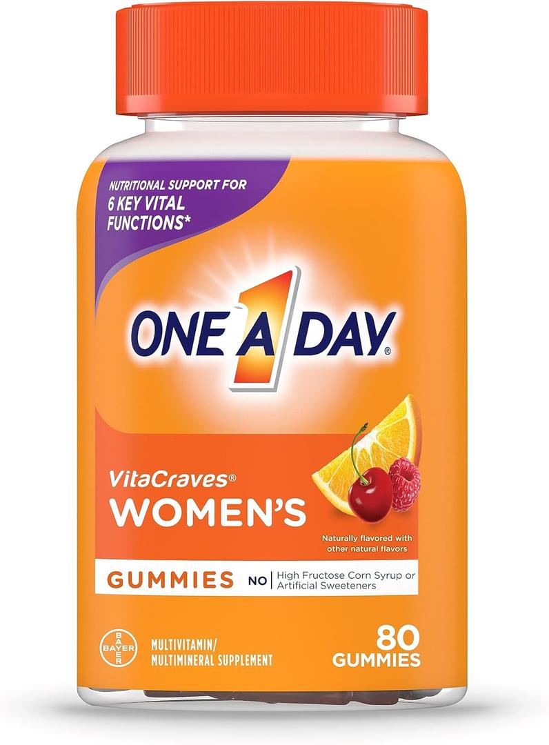 One A Day Womens Multivitamin Gummies, Supplement with Vitamin A, C, D, E and Zinc for Immune Health Support*, Calcium & more, 80 count Best By 2026/11