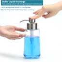 Doiliese Soap Dispenser, Glass Hand Soap Dispenser with Rust Proof Pump, 16oz Liquid Soap Container with Waterproof Labels, Dish & Hand Soap Pump for Bathroom, Kitchen, Brushed Nickel, Pack of 2