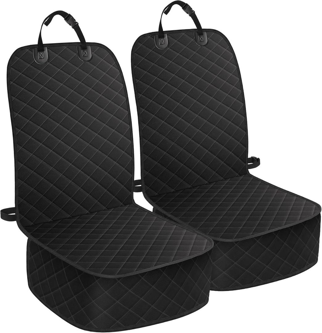 Dog Car Seat Covers, Waterproof Front Seat Cover for Dogs, Scratch-Proof, Nonslip Pet Passenger Seat Cover Protector, Universal Fit for Cars Trucks SUVs, Standard Size, 2 Packs Black