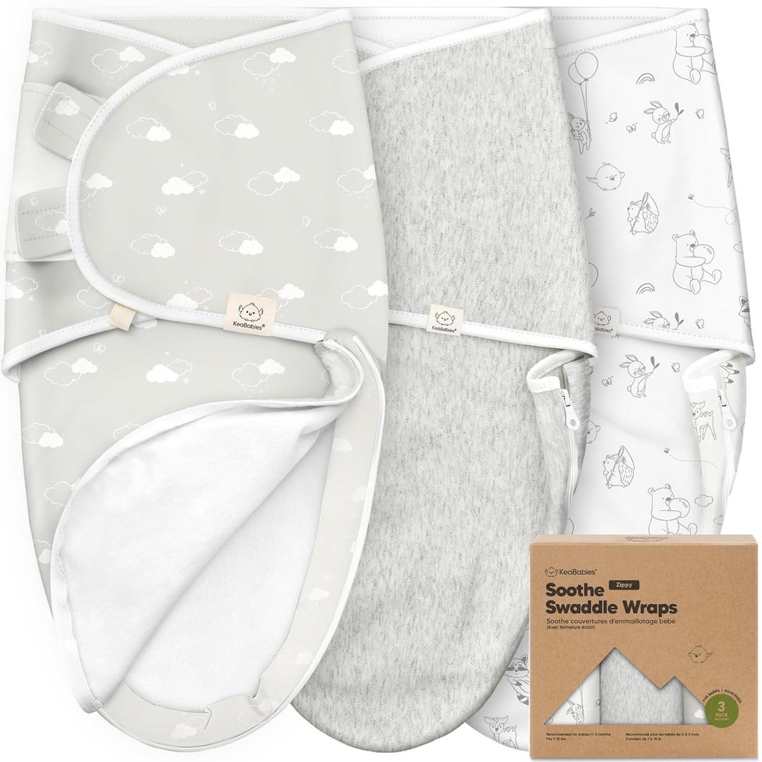 Baby Swaddle Sleep Sacks with Zipper - 3-Pack Swaddles for Newborns 0-3 Months, Infant, Baby Girls, Boys, Soft & Durable Newborn Sleep Sack, Easy Diaper Change Swaddling Blanket (Aspire) (One Size, Aspire)