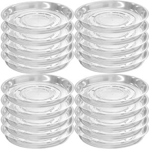 20 Packs 20 Inches Extra-Large Clear Plant Saucers for Indoor Outdoor Use Heavy Duty Plastic Plant Trays for Planter Bulk Flower Pot Drip Trays to Catch Water, 4 to 20 Inch
