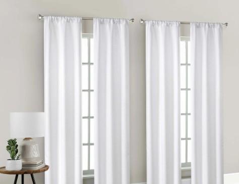 Mainstays 4 of a Kind Blackout Curtain Panels, Set of 4, White, 28" W x 84" L